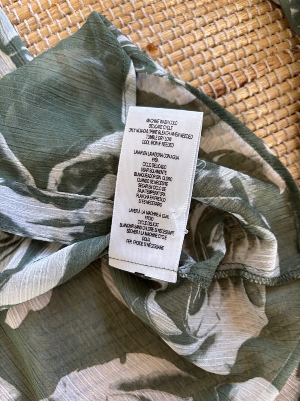 Kut from the Kloth Olive and White Rose Print Shirt - Picture 10 of 10
